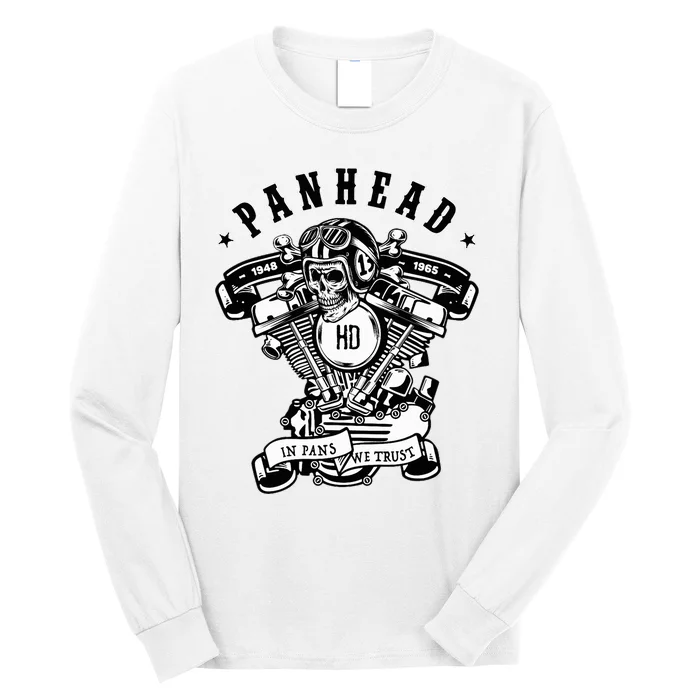 Hd Panhead Vtwin Motorcycle Rockabilly Skull Crossbones Long Sleeve Shirt