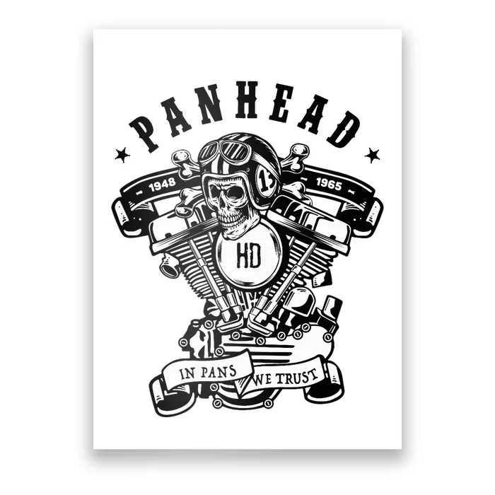 Hd Panhead Vtwin Motorcycle Rockabilly Skull Crossbones Poster