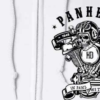 Hd Panhead Vtwin Motorcycle Rockabilly Skull Crossbones Full Zip Hoodie