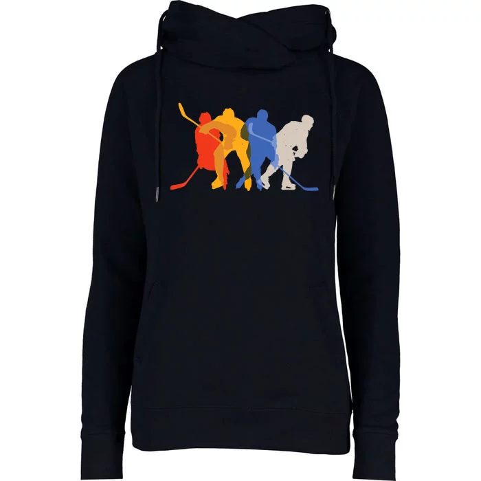 Hockey Players Vintage Retro Sports Gift Womens Funnel Neck Pullover Hood