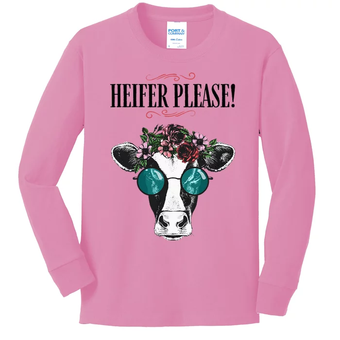 Heifer Please Vintage Country Sayings Heifer Kids Long Sleeve Shirt