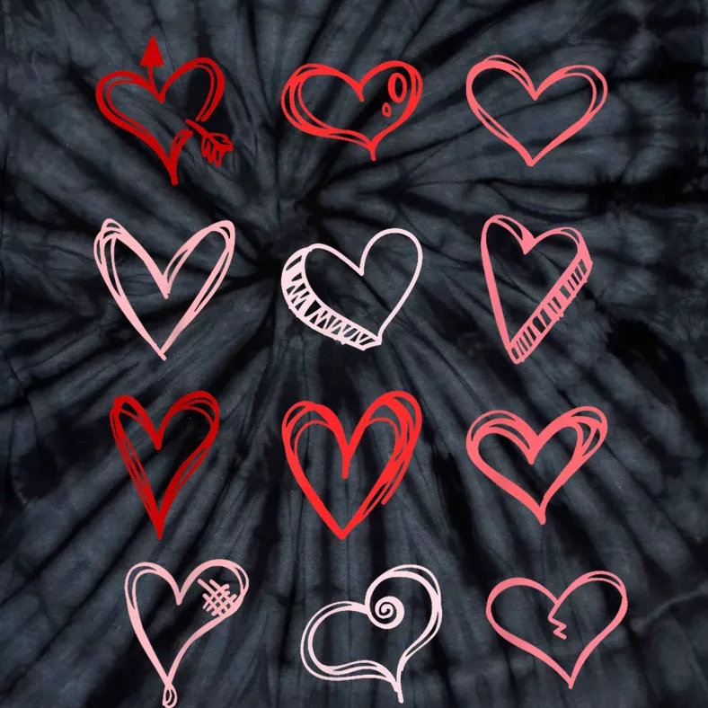 Hearts Pattern Valentines Day Cute Love Vday Pajama Tie-Dye T-Shirt