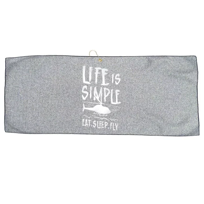 Helicopter Pilot Vintage Life Is Simple Eat Sleep Fly Gift Large Microfiber Waffle Golf Towel