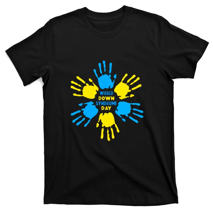 Hand Print World Down Syndrome Day Women Gift T-Shirt