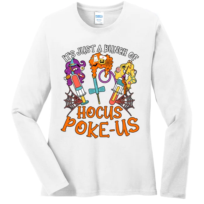 Hocus Pokeus Witch Nurse Halloween Medical Lab Tech Spooky Ladies Long Sleeve Shirt