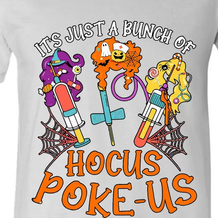 Hocus Pokeus Witch Nurse Halloween Medical Lab Tech Spooky V-Neck T-Shirt