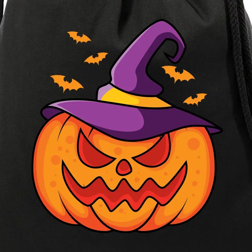 Halloween Pumpkin Witch Drawstring Bag