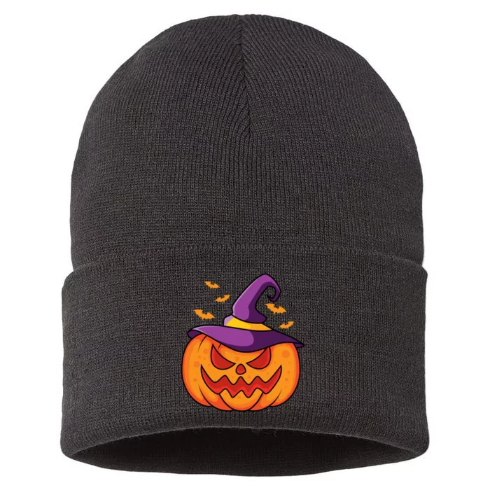 Halloween Pumpkin Witch Sustainable Knit Beanie