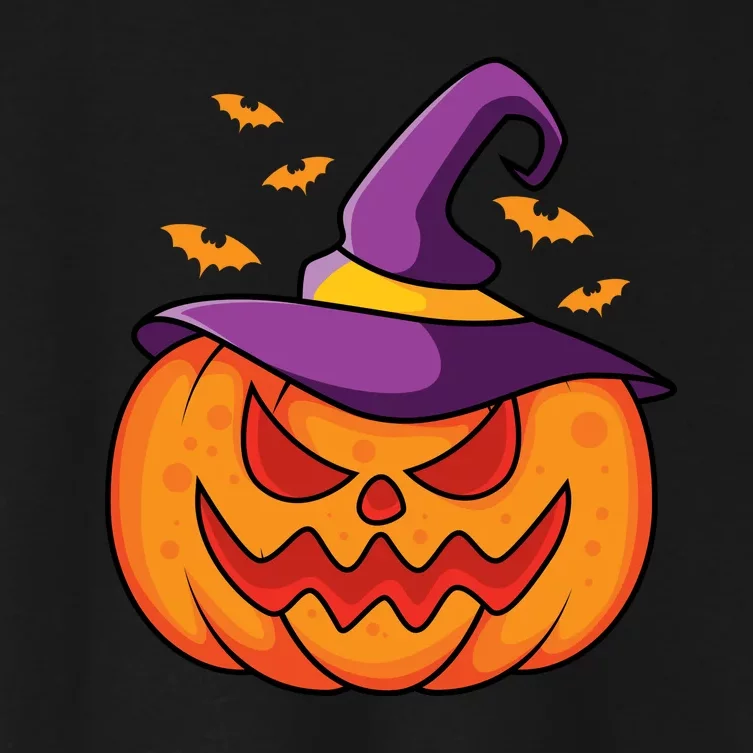 Halloween Pumpkin Witch Women's Crop Top Tee