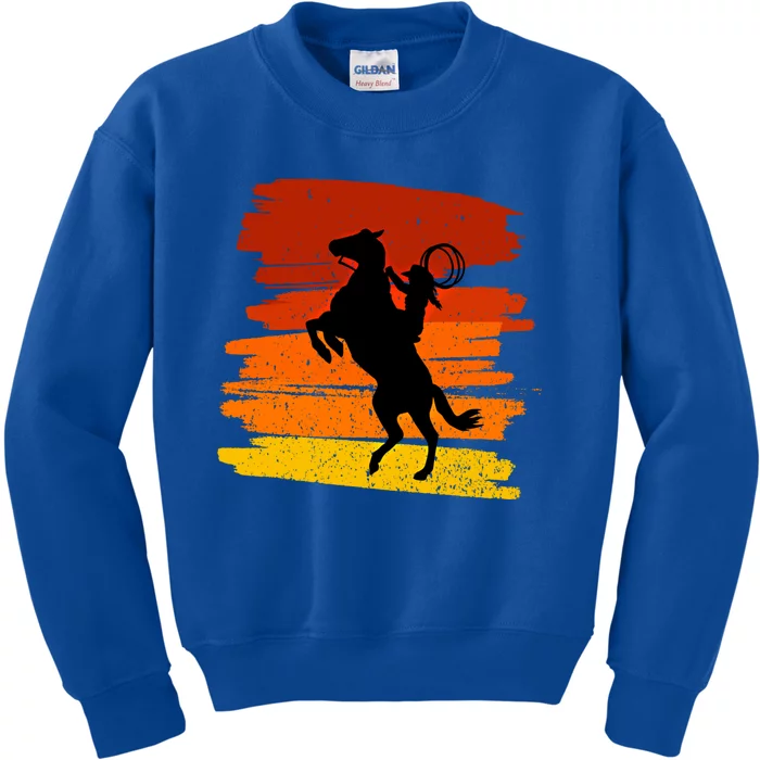 Horse Power With Wild Cow For Country Lovers Gift Kids Sweatshirt