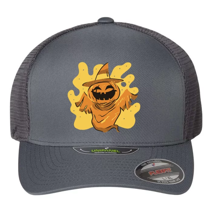 Halloween Pumpkin Witch Flexfit Unipanel Trucker Cap