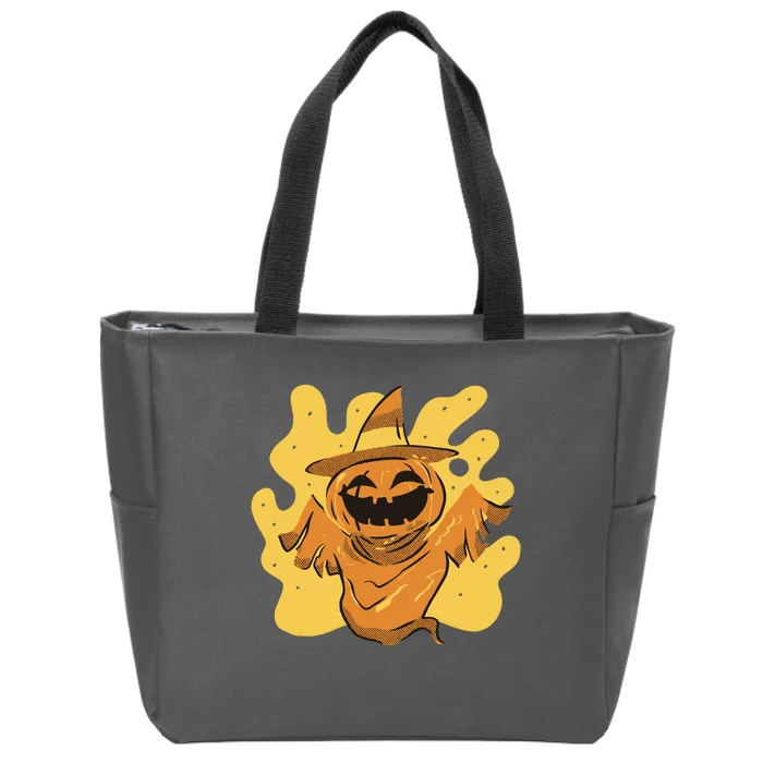 Halloween Pumpkin Witch Zip Tote Bag