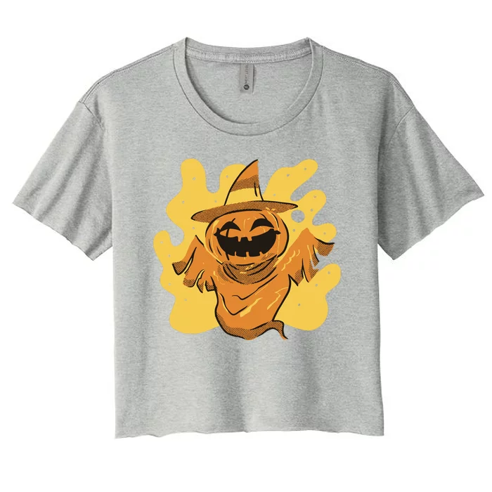 Halloween Pumpkin Witch Women's Crop Top Tee