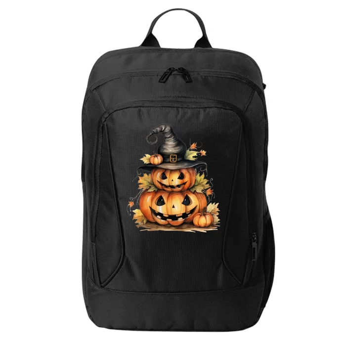 Halloween Pumpkin Witch Fall Autumn Illustration City Backpack