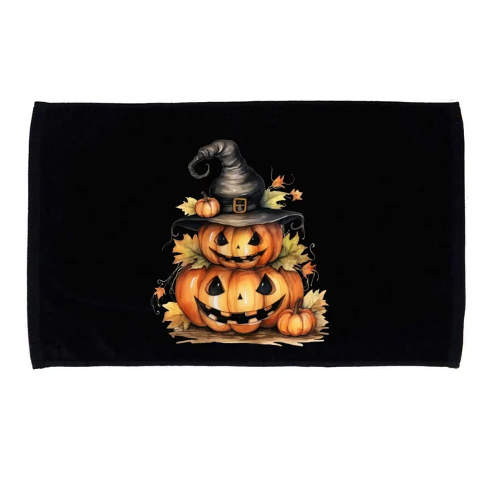 Halloween Pumpkin Witch Fall Autumn Illustration Microfiber Hand Towel