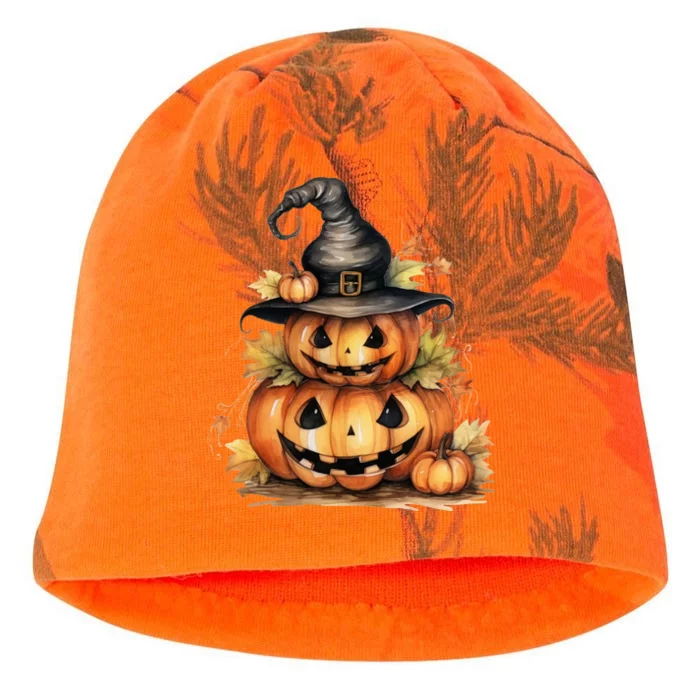 Halloween Pumpkin Witch Fall Autumn Illustration Kati - Camo Knit Beanie