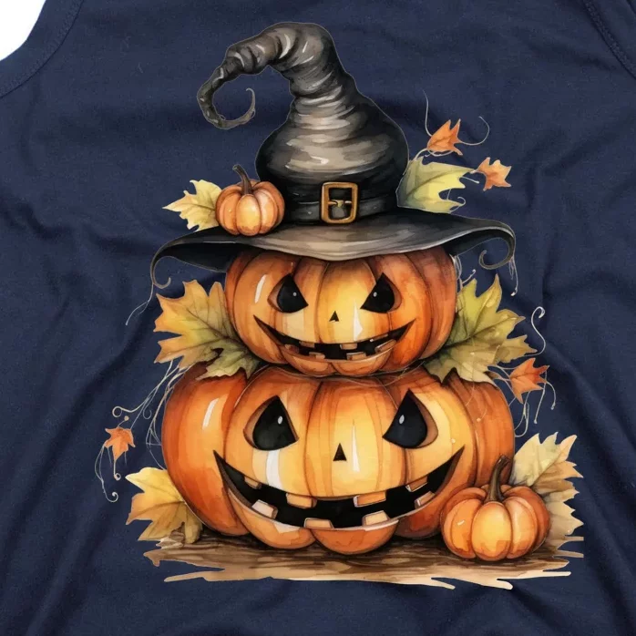 Halloween Pumpkin Witch Fall Autumn Illustration Tank Top