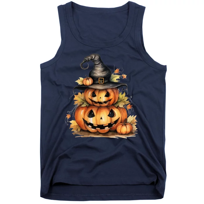 Halloween Pumpkin Witch Fall Autumn Illustration Tank Top