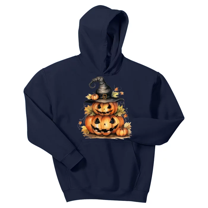 Halloween Pumpkin Witch Fall Autumn Illustration Kids Hoodie