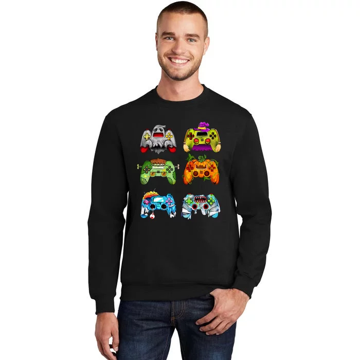 Halloween Pumpkin Witch Gaming Controllers Zombie Tall Sweatshirt