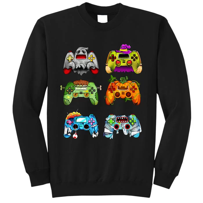 Halloween Pumpkin Witch Gaming Controllers Zombie Tall Sweatshirt