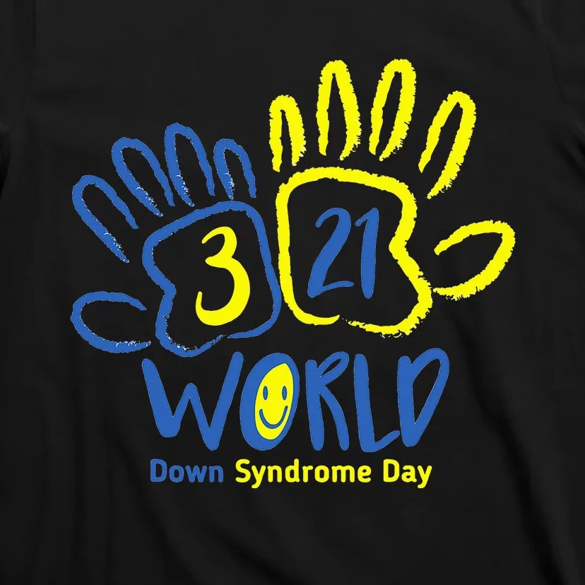 Hand Print World Down Syndrome Day funny cancer T-Shirt