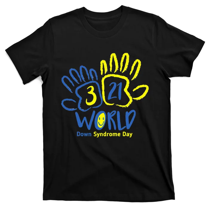 Hand Print World Down Syndrome Day funny cancer T-Shirt