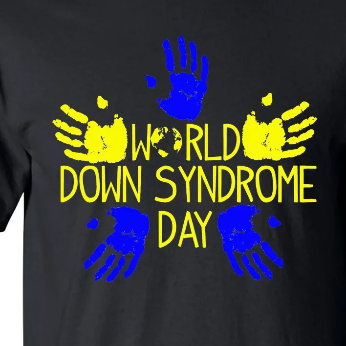 Hand Print World Down Syndrome Day funny cancer Tall T-Shirt