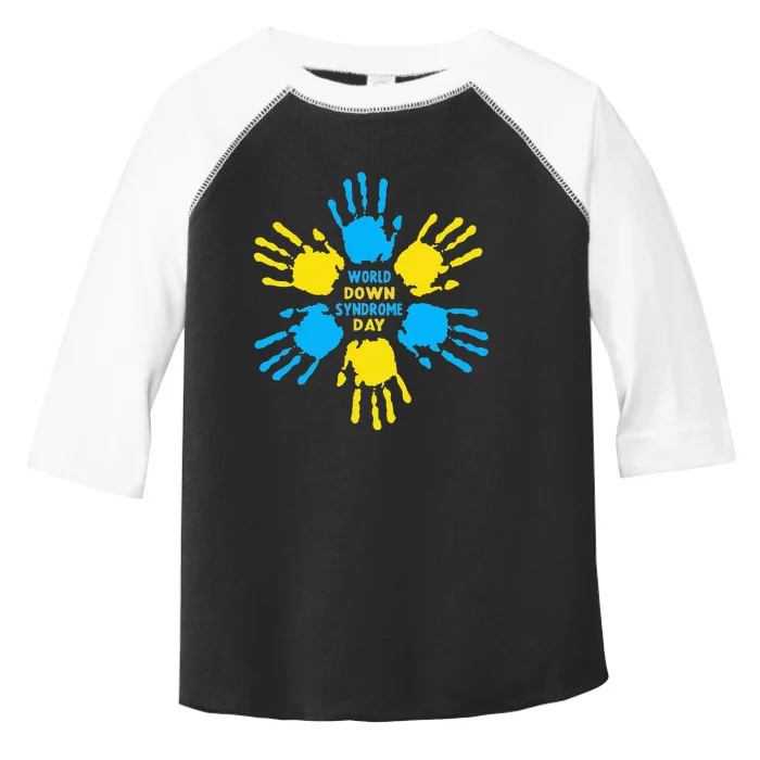 Hand Print World Down Syndrome Day funny cancer Toddler Fine Jersey T-Shirt