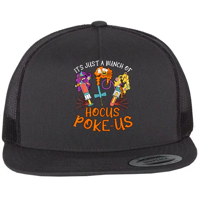 Hocus Pokeus Witch Nurse Halloween Medical Lab Tech Spooky Flat Bill Trucker Hat