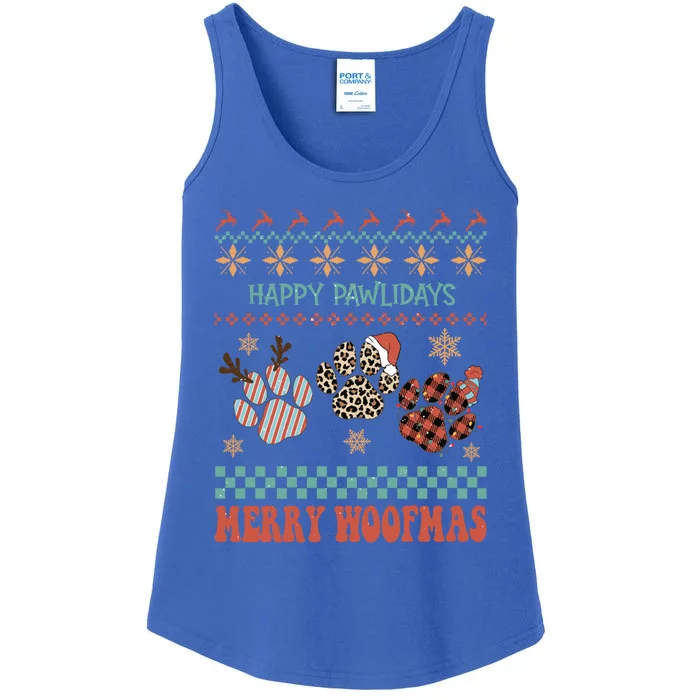 Happy Pawlidays Woof You A Merry Christmas Dog Meaningful Gift Ladies Essential Tank