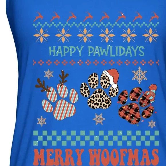 Happy Pawlidays Woof You A Merry Christmas Dog Meaningful Gift Ladies Essential Flowy Tank