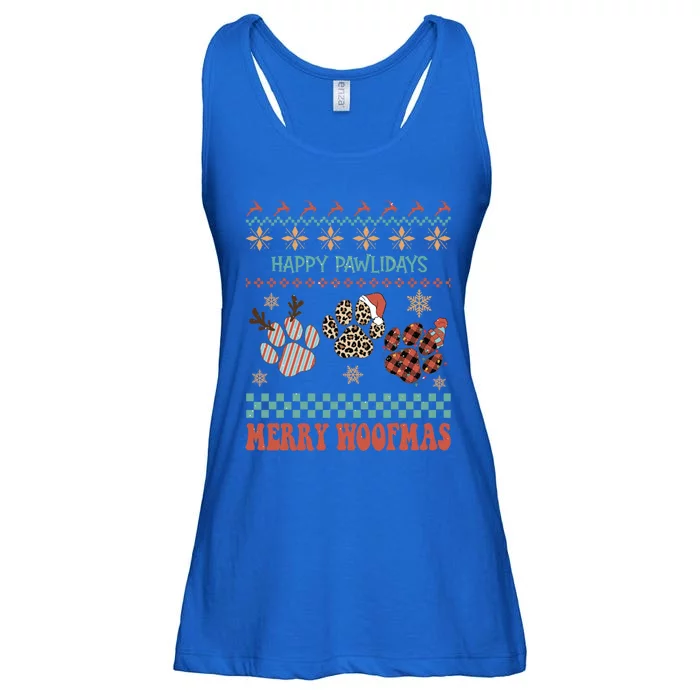 Happy Pawlidays Woof You A Merry Christmas Dog Meaningful Gift Ladies Essential Flowy Tank