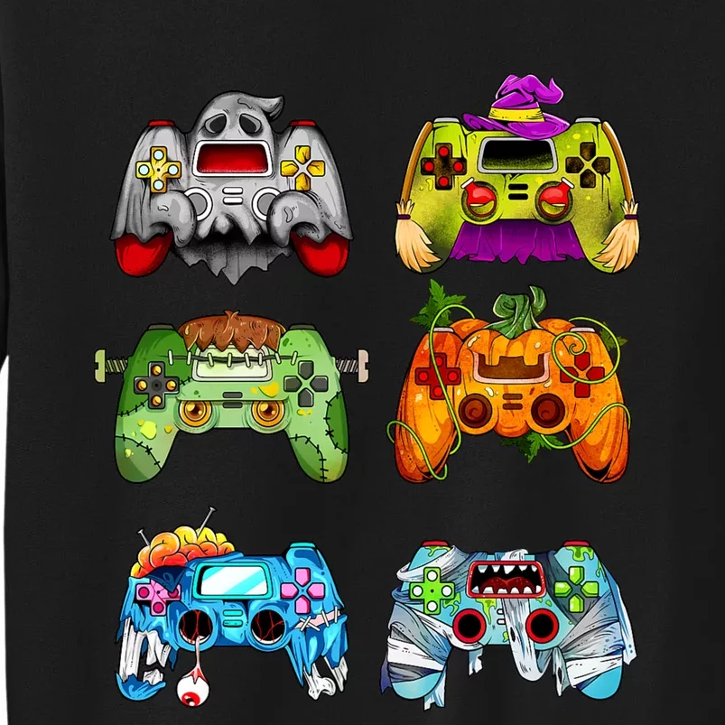 Halloween Pumpkin Witch Gaming Controllers Zombie Tall Sweatshirt