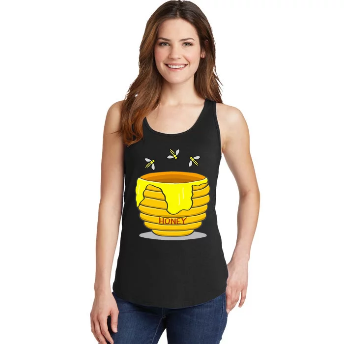 Honey Pot With Honey Bees Ladies Essential Tank