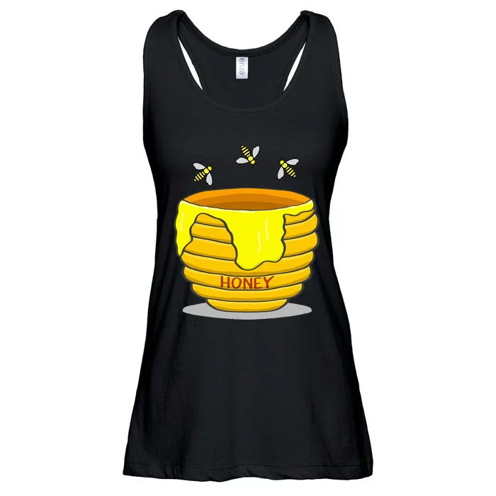 Honey Pot With Honey Bees Ladies Essential Flowy Tank