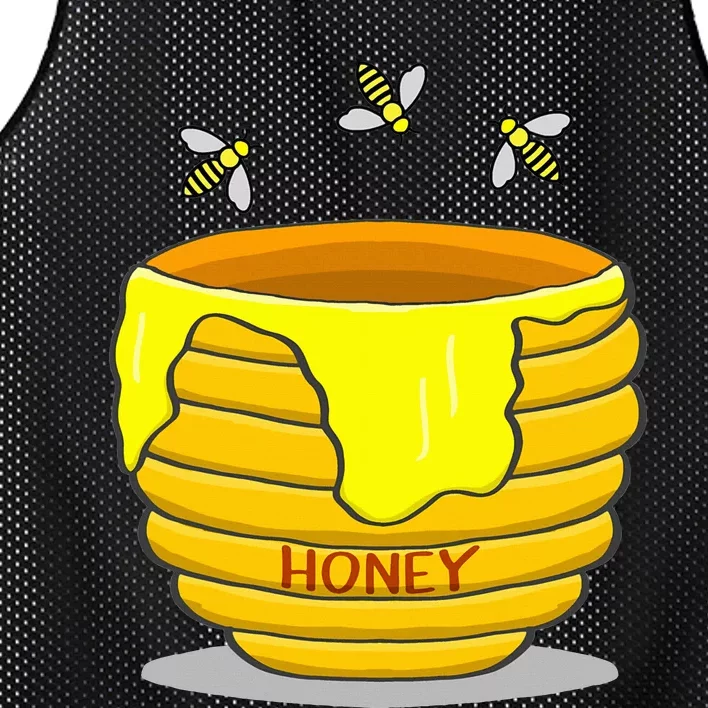 Honey Pot With Honey Bees Mesh Reversible Basketball Jersey Tank