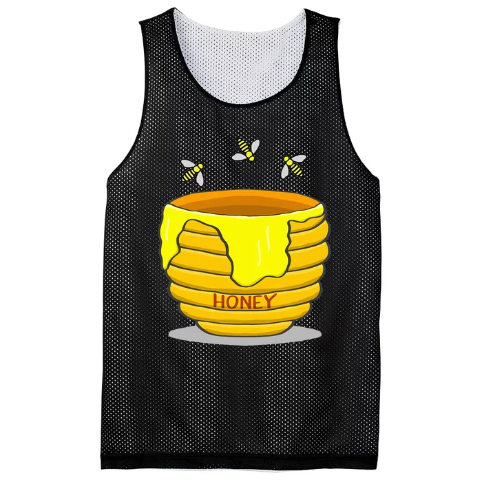 Honey Pot With Honey Bees Mesh Reversible Basketball Jersey Tank