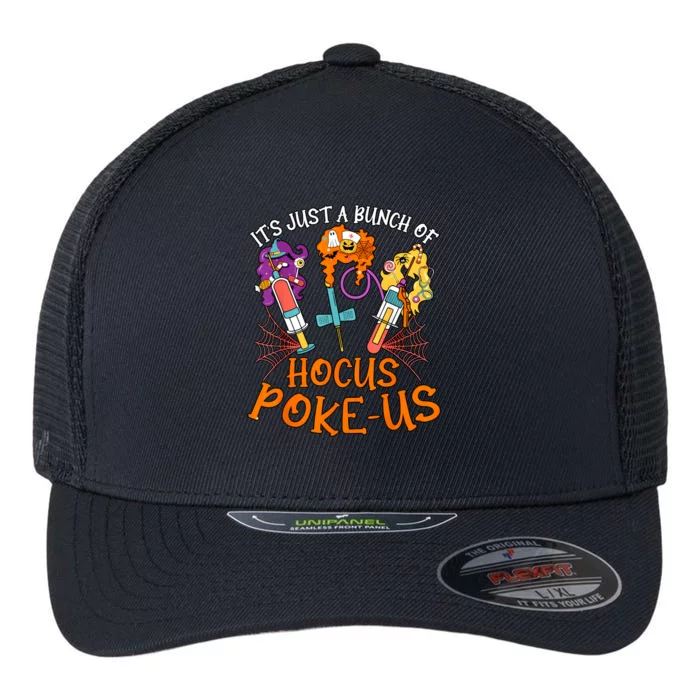 Hocus Pokeus Witch Nurse Halloween Medical Lab Tech Spooky Flexfit Unipanel Trucker Cap