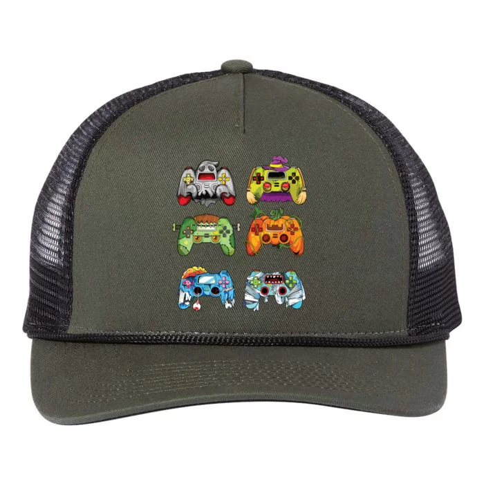 Halloween Pumpkin Witch Gaming Controllers Zombie Boy Kids Retro Rope Trucker Hat Cap