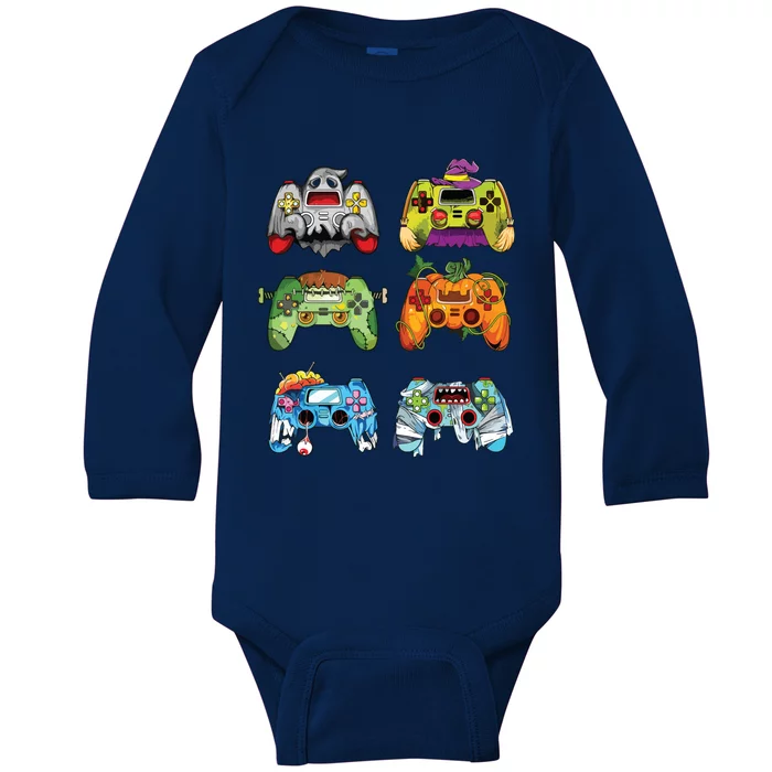 Halloween Pumpkin Witch Gaming Controllers Zombie Boy Kids Baby Long Sleeve Bodysuit