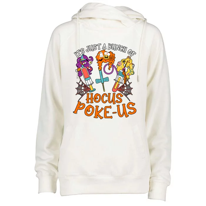 Hocus Pokeus Witch Nurse Halloween Medical Lab Tech Spooky Womens Funnel Neck Pullover Hood