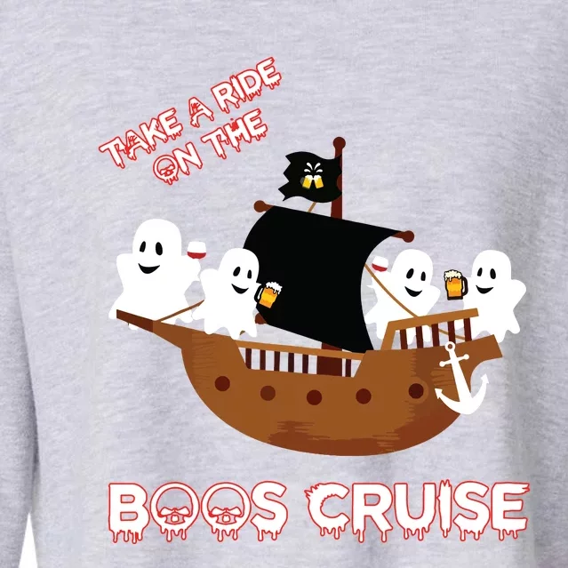 Halloween Party Wine Beer Drinking Boos Cruise Cropped Pullover Crew