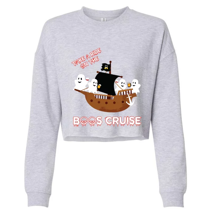 Halloween Party Wine Beer Drinking Boos Cruise Cropped Pullover Crew