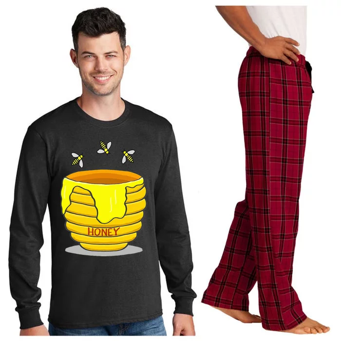 Honey Pot With Honey Bees Sweet Gift Long Sleeve Pajama Set