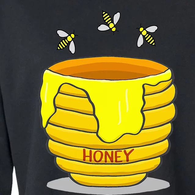 Honey Pot With Honey Bees Sweet Gift Cropped Pullover Crew