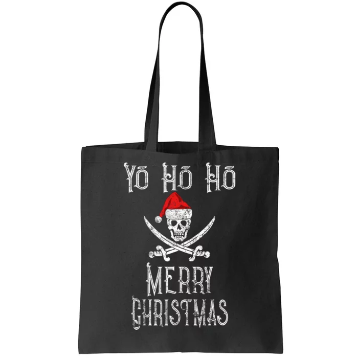 Holiday Pirate Yo Ho Ho Merry Christmas Santa Hat Boating Long Sleeve Tote Bag