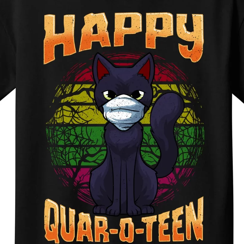 Halloween Quarantine Funny Halloween Bat Cat Kids T-Shirt