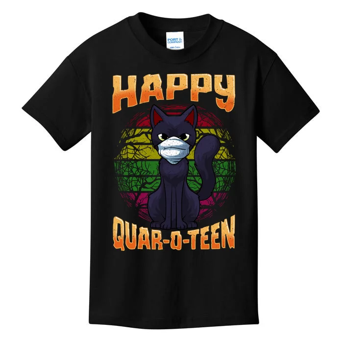 Halloween Quarantine Funny Halloween Bat Cat Kids T-Shirt