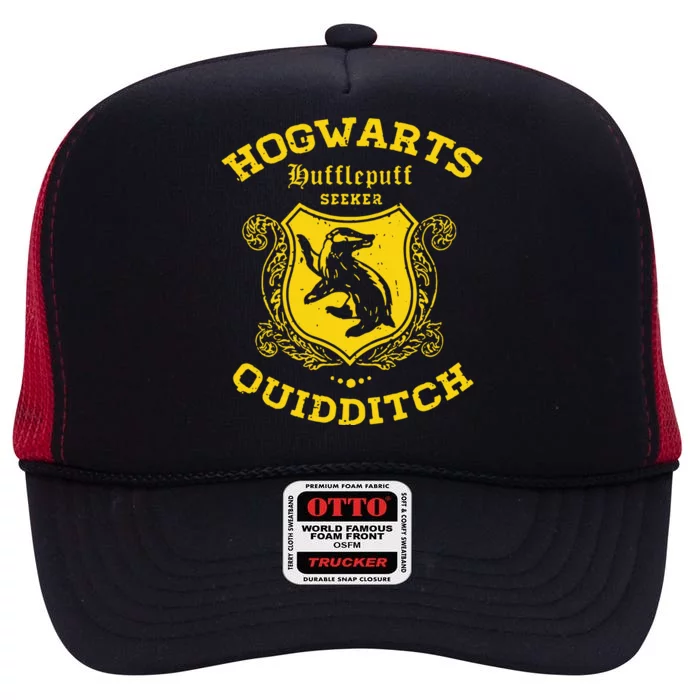 Hufflepuff Quidditch High Crown Mesh Trucker Hat